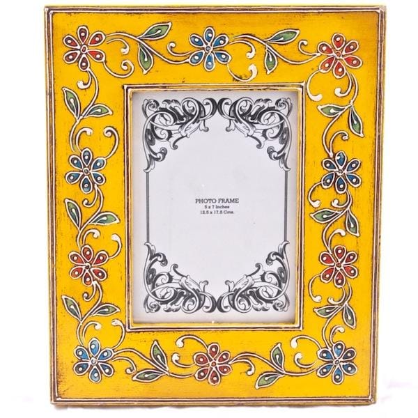 Painted and embossed photo frame "Yellow delight" pf04