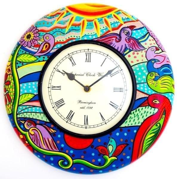 Painted wooden clock"Garden" clock04