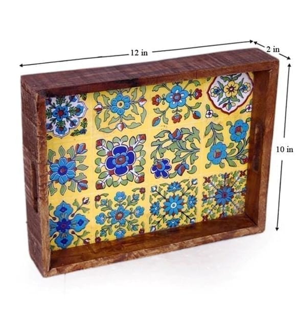 Blue Pottery Tiles Big Tray Blue-811