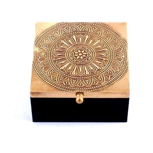 Wooden Brass Sheet covered Coaster Set (coaster05)