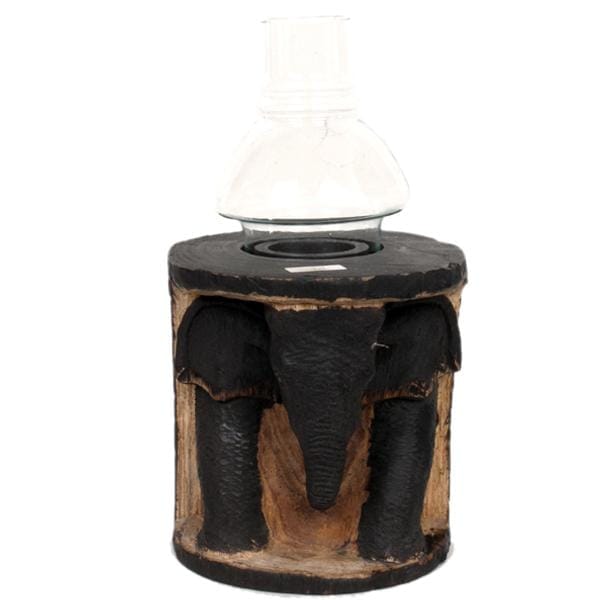 Wooden Candle Holder with Glass ch16