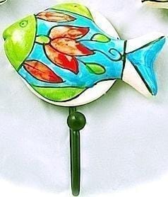 Blue pottery animal carved hanger "Fish" bpfishhanger