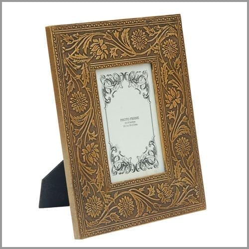 Brass and wood photo frame "Flowers" pf49