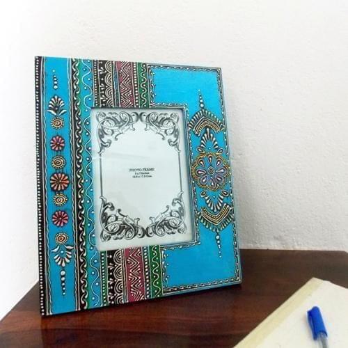 Painted and embossed photo frame "Distress Blue" pf40