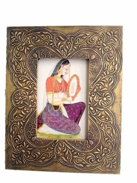 Brass and wood photo frame "floral delight" pf10