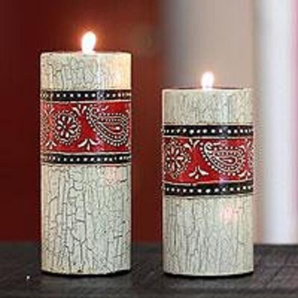 Crackle finish candle holder set (Big) ch07