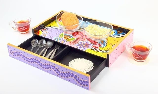 Deco Painted Tray with Drawer  wdt04