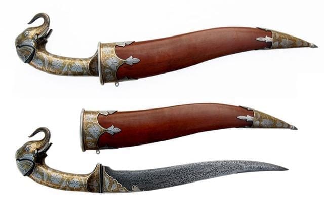 Leather scabbard Decorative dagger with elephant head & gold work (a56)