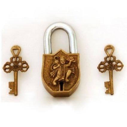 Handmade Brass Antique Pad Lock with Bajrangbali Idol (10010)