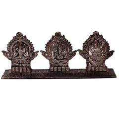 white metal statue of lakshmi, ganpati, saraswati (10191)