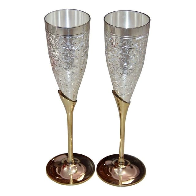 German Silver flute glasses in Velvet box (10181)