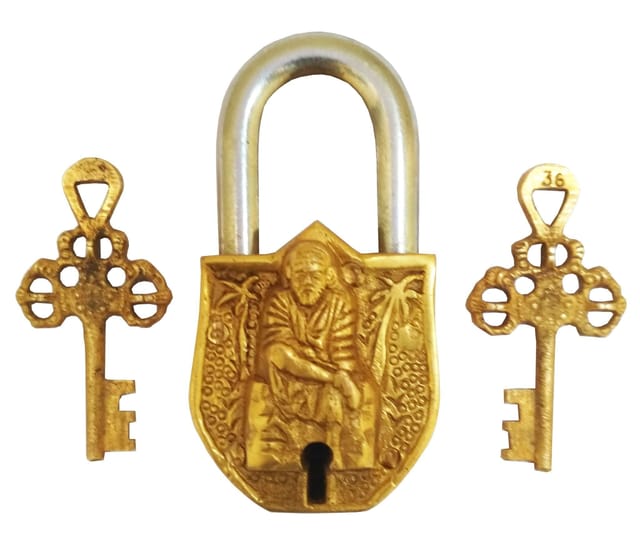 Handmade Brass Antique Lock with Saibaba (10012)