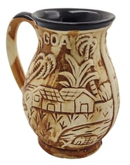 Ceramic Mug: Matt Finish Jug Shape Goa Theme Design Tall Cup For Beer, Tea Or Coffee (10055)