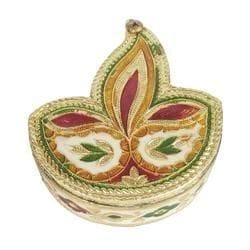 Meenakari Diya shaped kumkum box (10303)