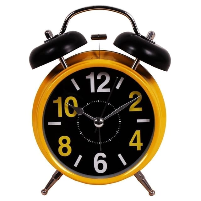 Classic Table Alarm Clock with push button Light,Yellow Color (10265)