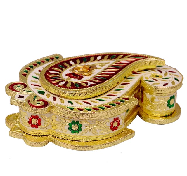 Beautiful Paisley Shaped Meenakari Box (10441)