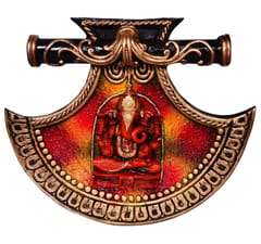 Hindu Religious God Wall Hanging: Ganesha / Ganapathi / Vinayaka Relief Sculpture on Seawood-styled Panel: Made of Poly-fibre (10397)