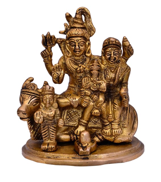 Hindu Religious God Mahadev Family with Parvati, Ganesha, Karthikeya and Nandi Statu (10382)