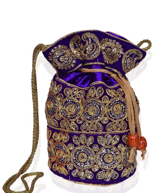 Traditional Silk Potli bag for Women,Purple (10532)