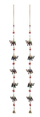 Indian Elephant Statues Door Hanging Tapestry Artificial Beads - Set of 2 (10622)