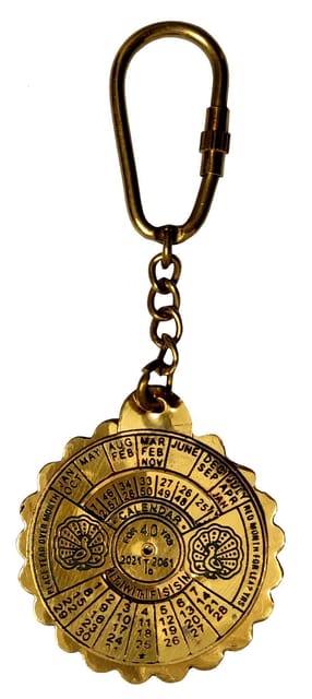 Brass Key Chain / Ring Shaped As Antique Calendar (10584)