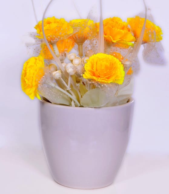 Flower Vase with Artificial Flowers for Table Top (10657)