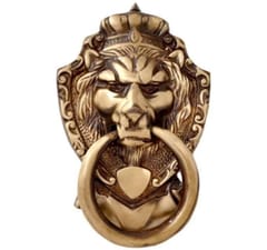 Door Knocker in Pure Brass for Main Door, Lion Head Design Fully Functional Decorative Lion Brass Door knocker                               (10818)