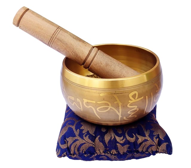 4.5 Inches Bell Metal Tibetan Buddhist Singing Bowl Blue (10781)