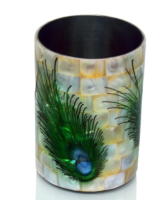 Peacock Design Premuium Mother of Pearl Toothbrush/Cutlery/Stationery holder (10712)