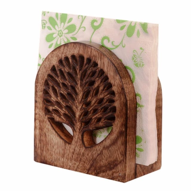 Wooden Tissues Holder Napkin Organiser 'Tree Of Life' (11068)