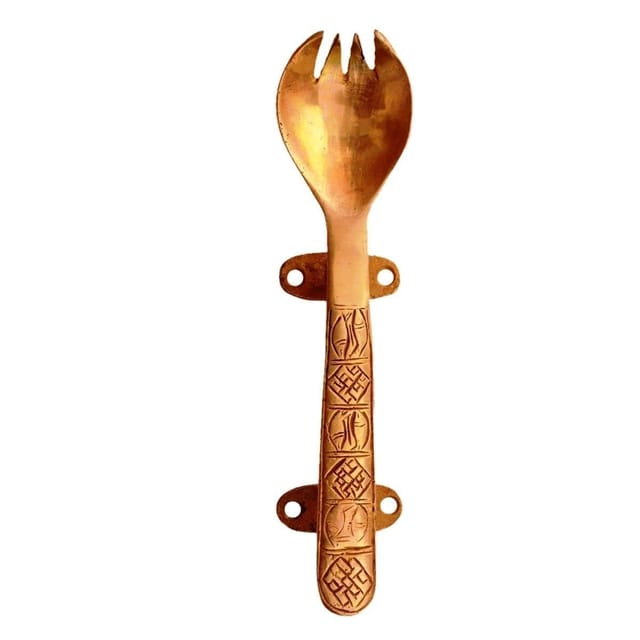 Brass Door/Window/Cupboard Handle: Cutlery Spoon Fork Design (11129)