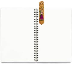 Wooden Bookmark Paper Holder: Hand Carved & Painted Souvenir for Book Lovers (11442a)