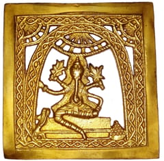 Brass Wall Hanging Plaque Vignaharta Ganesha: Dokra Craft Tribal Art Decor Statue (11440)