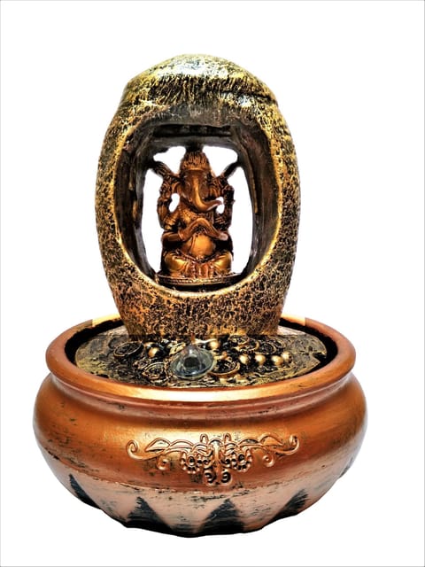 Ganesha Water Fountain in Stone Finish: Depicts Water In Feng Shui, Vaastu Philosophy (11518)