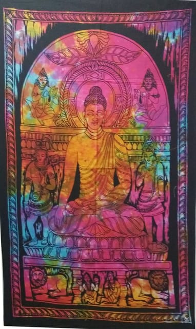 Cotton Wall Poster Beach Throw 'Meditating Buddha': Bohemian Wall Hanging Tapestry (20024)