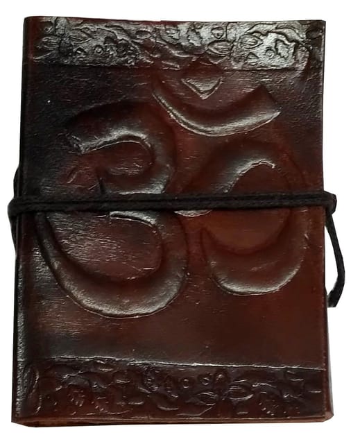 Leather Diary 'Sacred Om': Handmade Paper Travel Journal Pocket Notebook (11711)