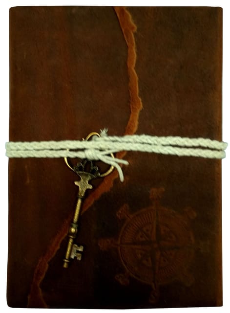 Leather Diary 'Explorer's Key': Handmade Paper Journal for Corporate Gift or Personal Memoir (11688)