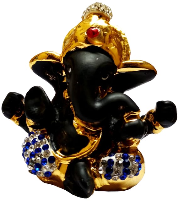 Resin Idol Kajal Ganesha: Unique Statue with Glittering Stones (11767B)