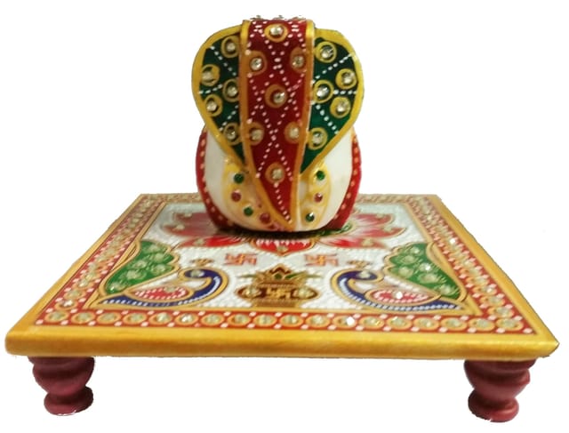 Marble Chowki Ganesha: Large Imperial Idol (15742A)