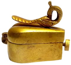 Brass Sindoor Box: Peacock Design Temple Kumkum Holder (11814)