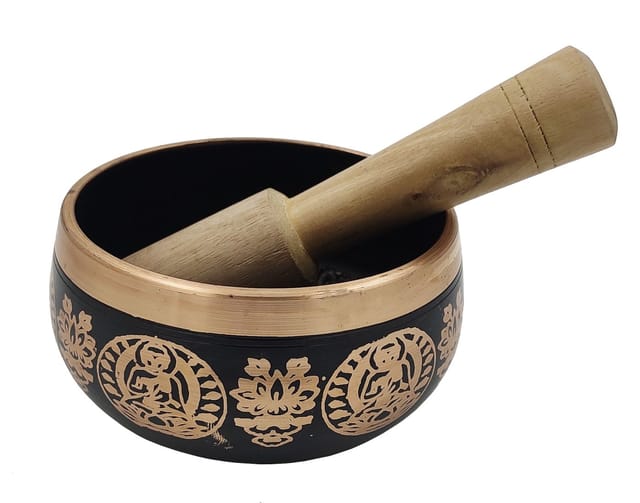 Bell Metal Singing Bowl: Handmade Tibetan Buddhist Musical Instrument for Meditation, 4 inches (11079A)