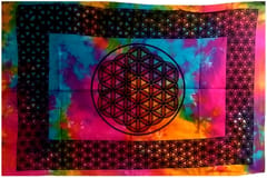 Cotton Wall Poster Beach Throw 'Mystic Mandala': Bohemian Hanging Tapestry (20037)