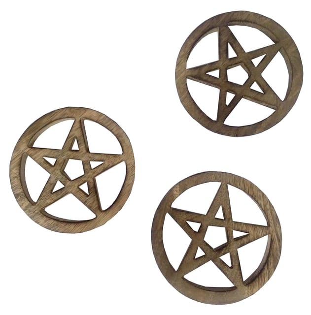 Wooden Coaster 'Pentagram: The Holy Symbol': Set of 3 Hot Pad Mats (11887)