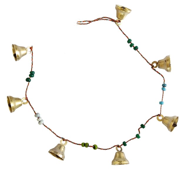 Brass Wall Door Hanging 8 Bells String: Also Use As Bandhanwar, Toran Or Festoon (12218)