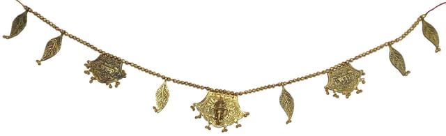 Metal Bandhanwar Toran Festoon Wall Hanging: Ganesha Patta Shubh Labh (12202E)