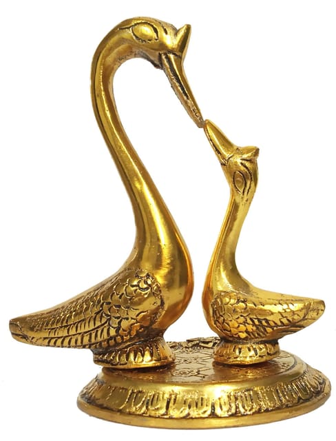 Metal Statue Love Birds Swan Duck Pair: Feng Shui Symbolism of Love Romance  (12195)