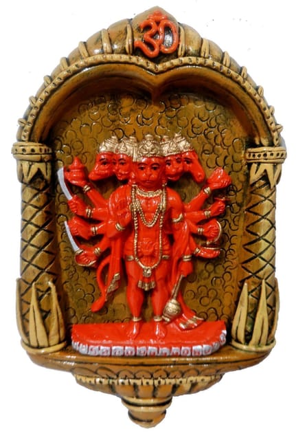 Resin Wall Hanging Panchmukhi Hanuman: Collectible Wall Decor for Home Temple, Walls (12391)