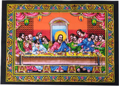 Cotton Wall Poster Jesus Christ Last Supper: Spiritual Hanging Unframed Sheet, Multicolor (20094)