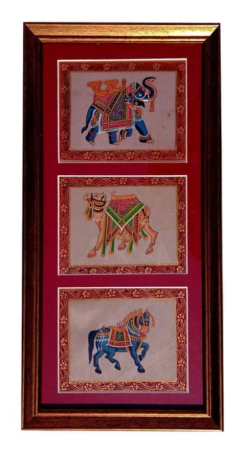 Silk Cloth Painting Royal Display: Indian Rajasthani Intricate Artwork Framed Wall Hanging; Collectible Miniature Art (12479B)