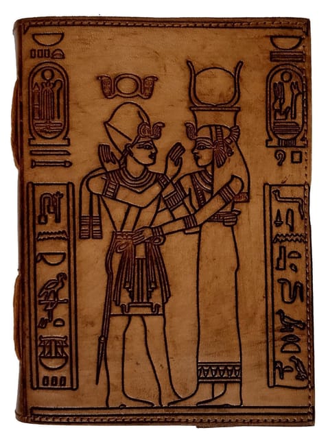 Leather Journal 'Cleopatra & Caesar': Vintage Egyptian Design Diary Notebook (12581)